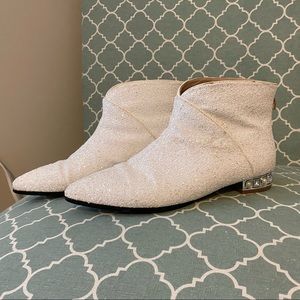 White Glittered Ankle Boots